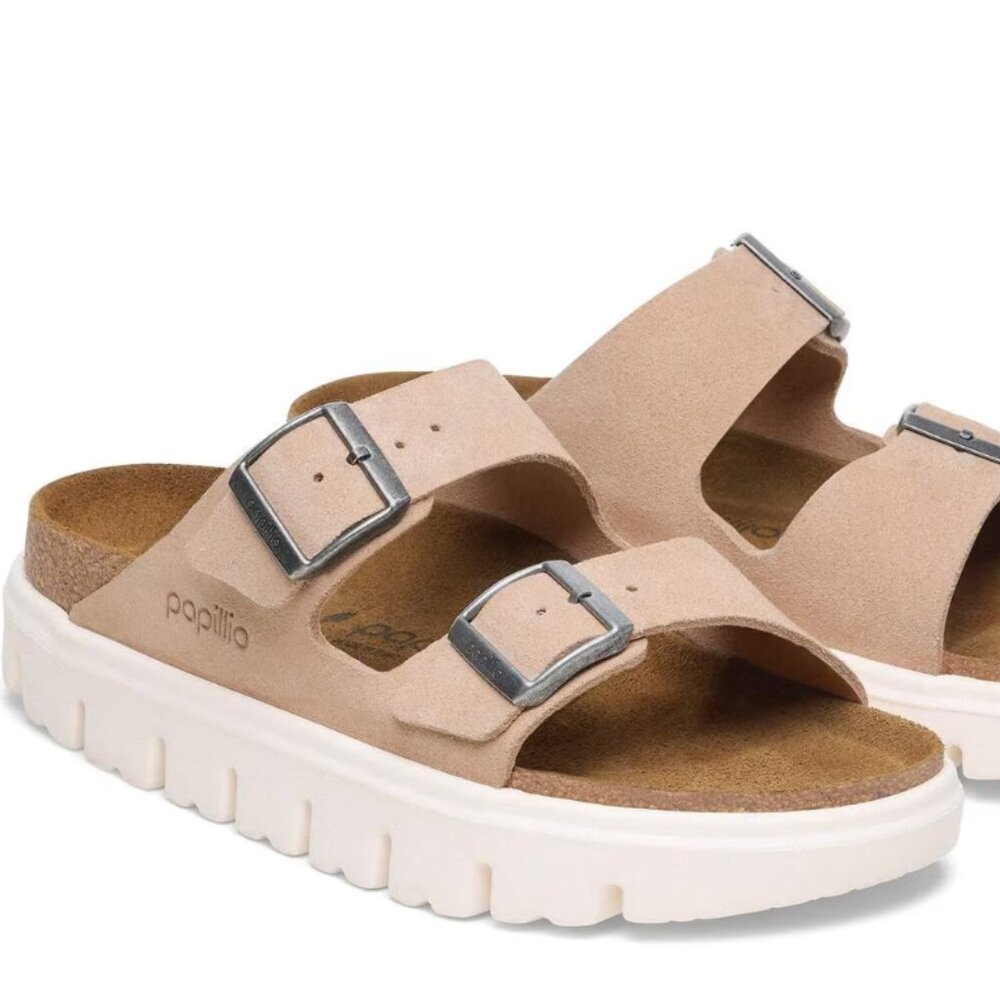 Birkenstock Arizona Chunky Suede Leather Sandals Warm Sand Like New! SIZE EU 39 - Picture 6 of 8